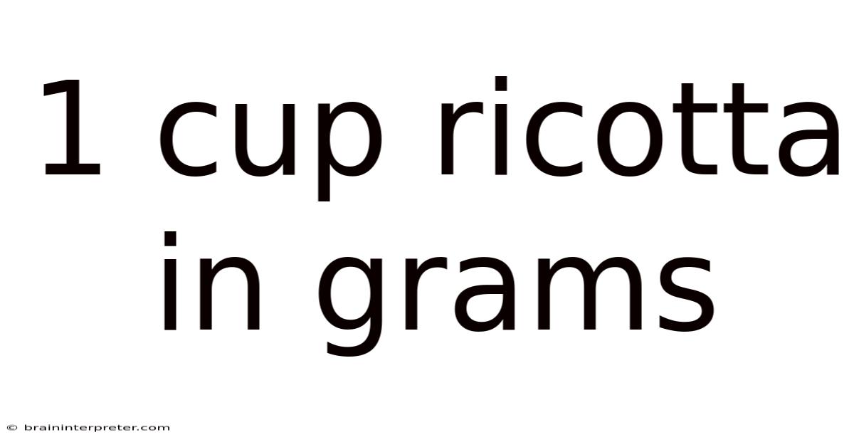 1 Cup Ricotta In Grams