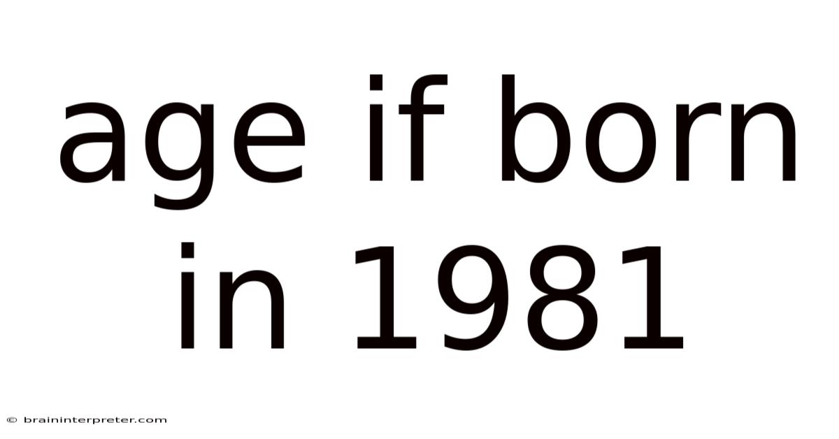 Age If Born In 1981