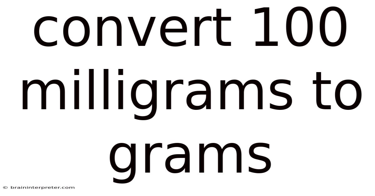 Convert 100 Milligrams To Grams