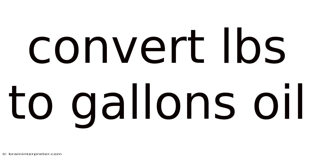 Convert Lbs To Gallons Oil