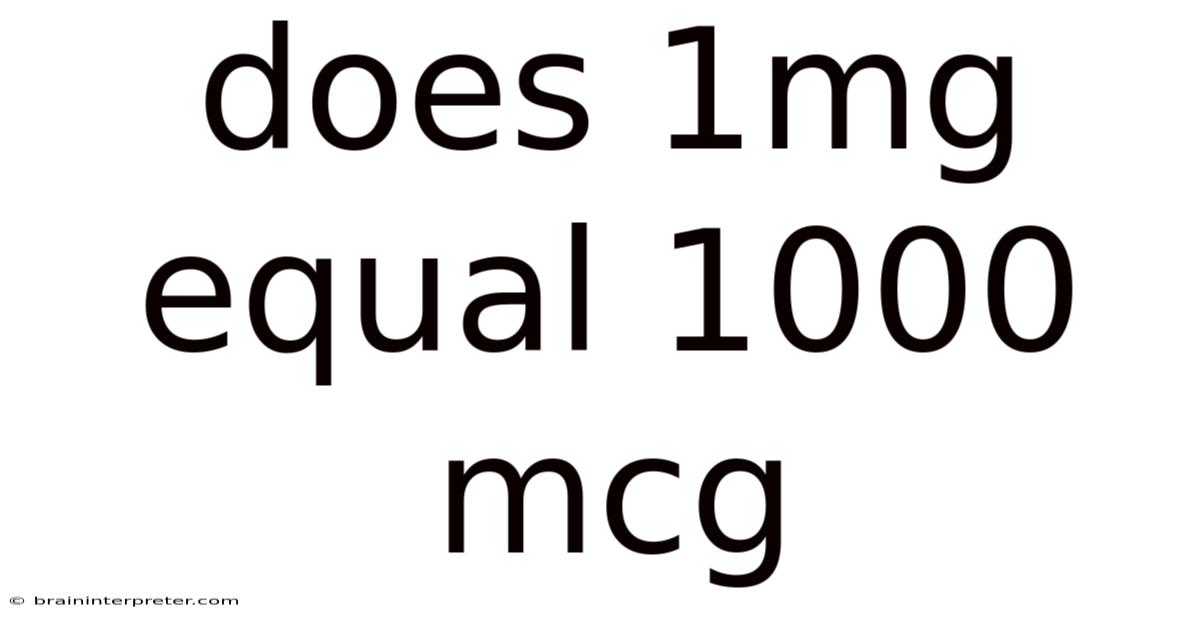 Does 1mg Equal 1000 Mcg