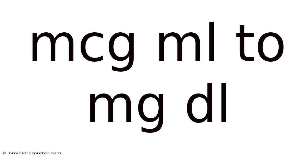 Mcg Ml To Mg Dl
