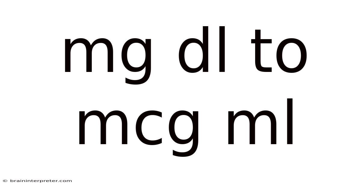 Mg Dl To Mcg Ml
