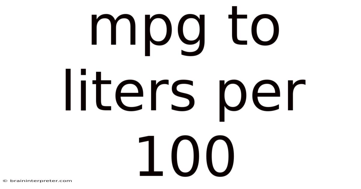 Mpg To Liters Per 100