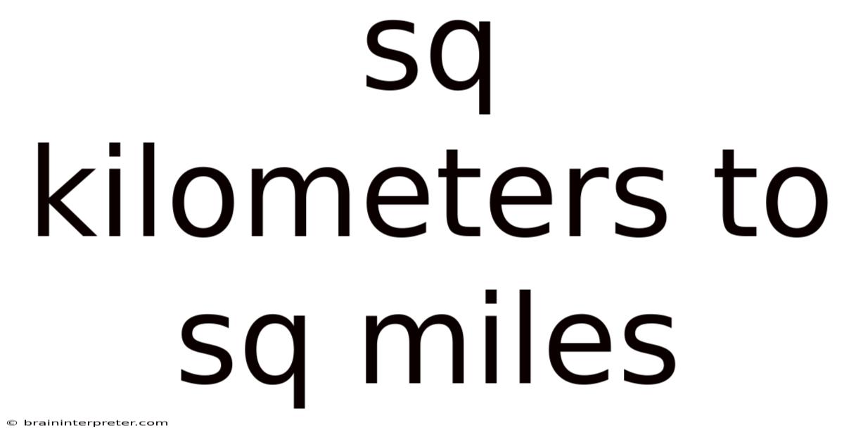 Sq Kilometers To Sq Miles