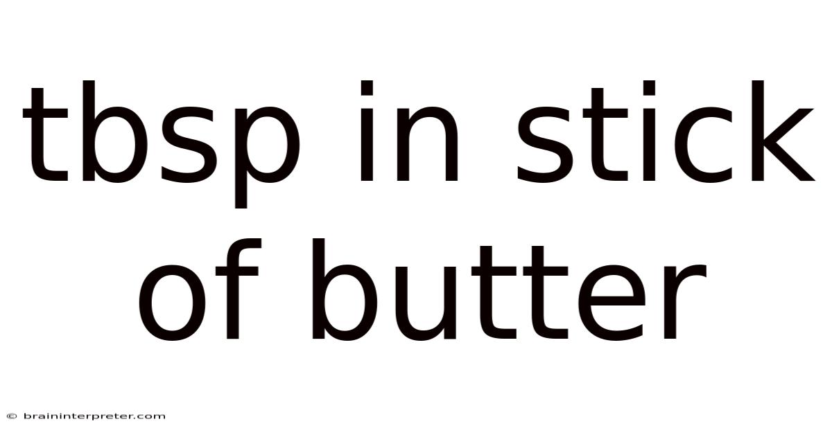 Tbsp In Stick Of Butter