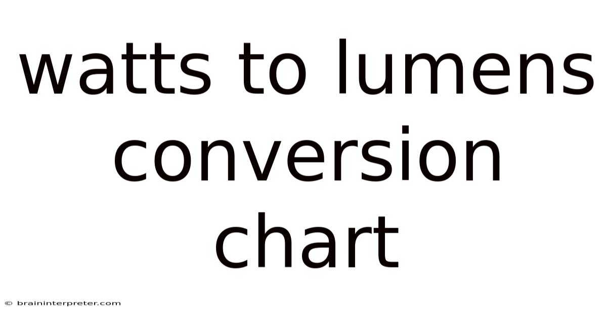 Watts To Lumens Conversion Chart