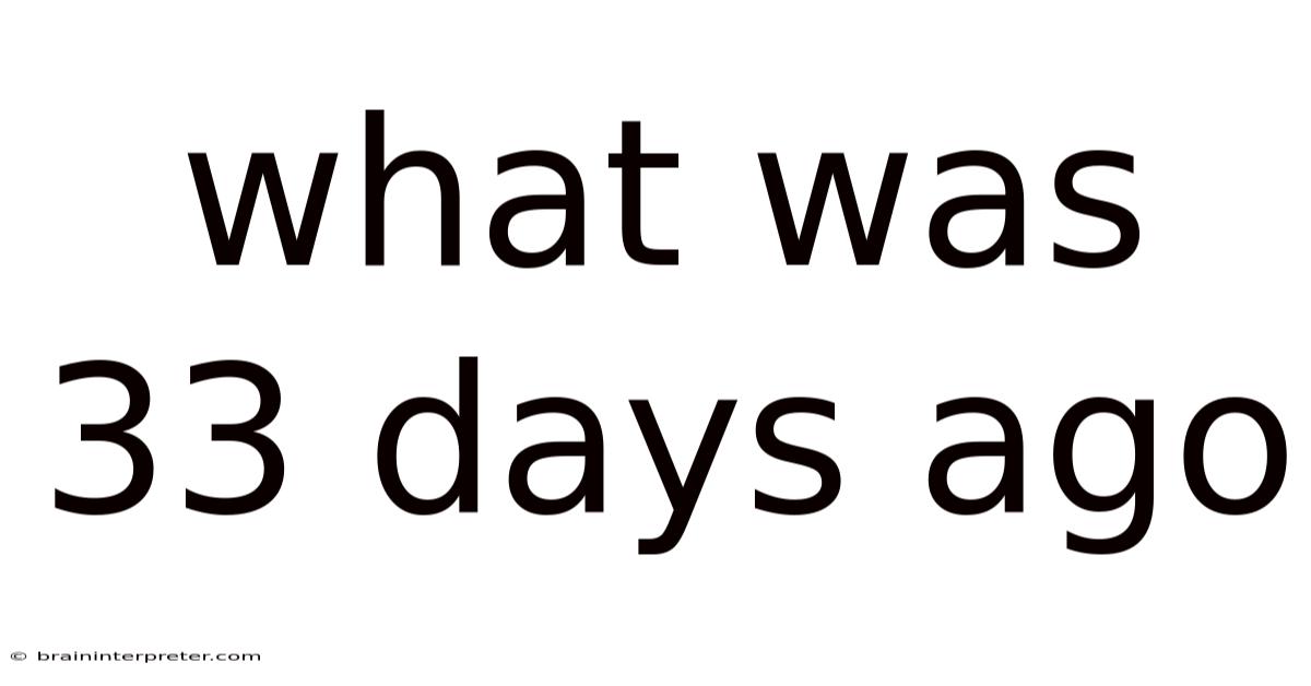 What Was 33 Days Ago